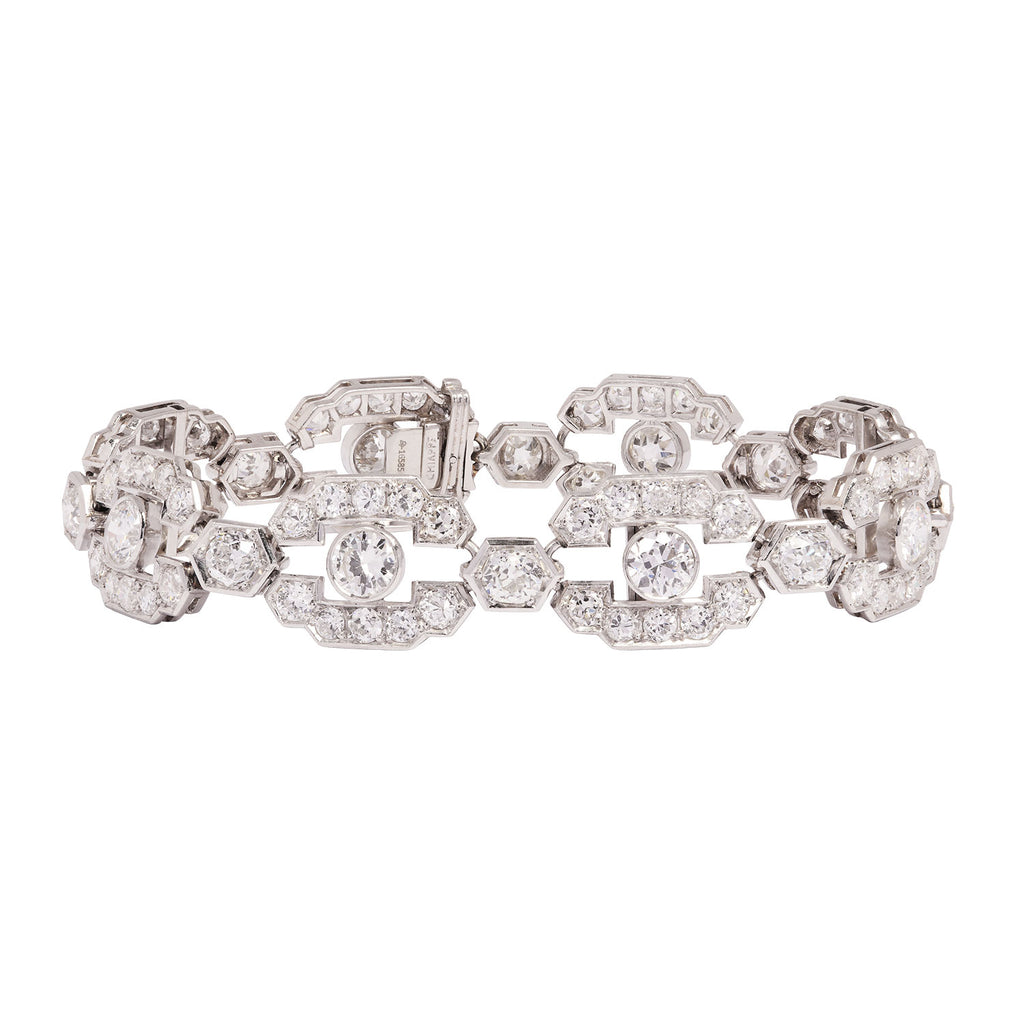 Art Deco diamond bracelet by Filippo Chiappe in platinum with old European cut diamonds