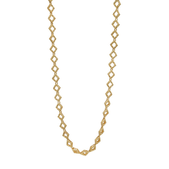 TIFFANY & CO. Textured Diamond-Shaped Gold Link Chain