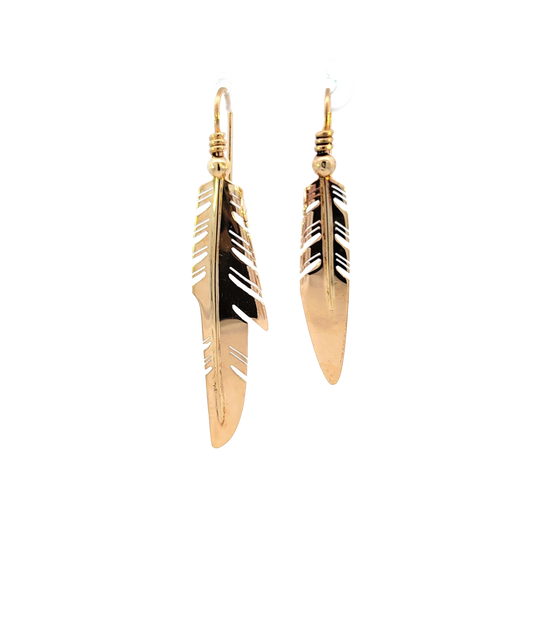 Gold Dangle Feather Earrings