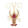 Le Vian articulated gold lobster brooch with invisible set pink sapphires and diamonds. 