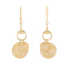 Gucci 18K gold drop earrings with bee motifs, white enamel inlay, horsebit detail, and shepherd’s hook closure.