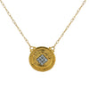 Gurhan 22K yellow gold hammered disc pendant necklace with diamond square center