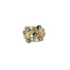 Front view of Ippolita five-wire Constellation ring with blue topaz and diamonds