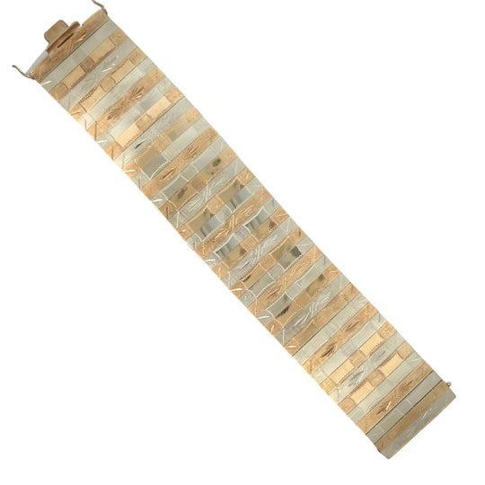 Italian Tri-Color Gold Wide Panel Bracelet in 18k Gold