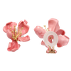 JAR (Joel Arthur Rosenthal) Pink enamel almond blossom clip on earrings. Back view shows signature JAR PARIS
