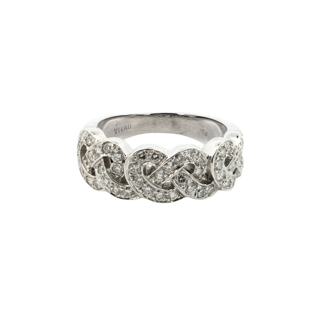 jean vitau diamond band ring white gold braid motif