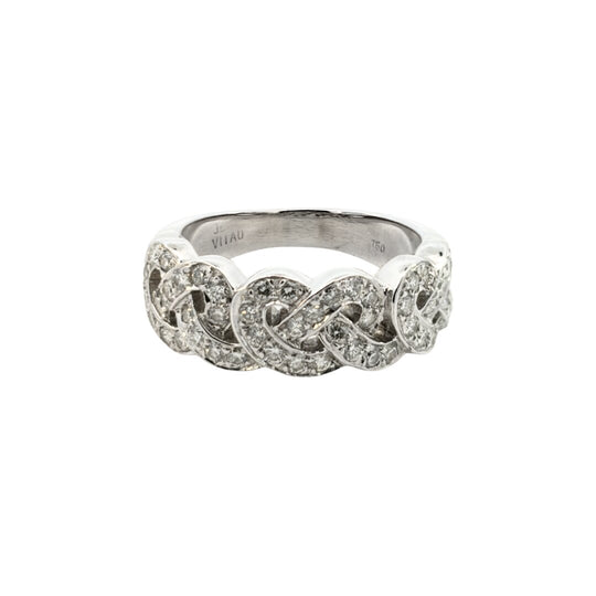 JEAN VITAU Diamond Band Ring 18K White Gold 0.66 CTW