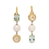 Elegant Judith Ripka drop earrings with citrine, blue topaz, pearls, and diamond accents in a lever-back design.