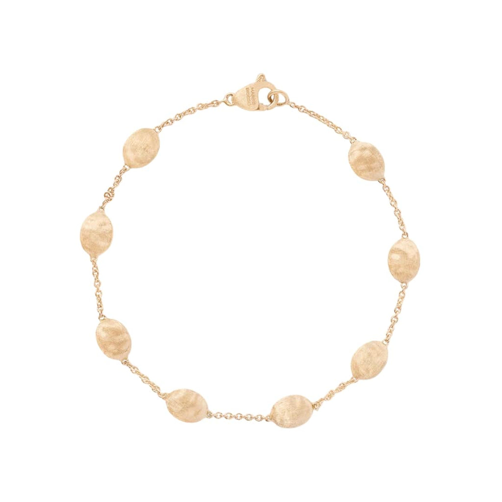 Marco Bicego Siviglia bracelet with eight engraved 18k yellow gold beads and chain, 7.5 inches