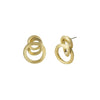 Front view of Marco Bicego hand-engraved triple loop 18k yellow gold earrings