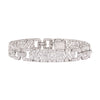 Front view of a MAUBOUSSIN Art Deco platinum bracelet set with mixed-cut diamonds in an architectural geometric design.