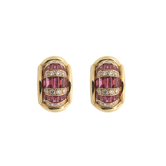 OSCAR HEYMAN Ruby & Diamond Half Hoop Earclips