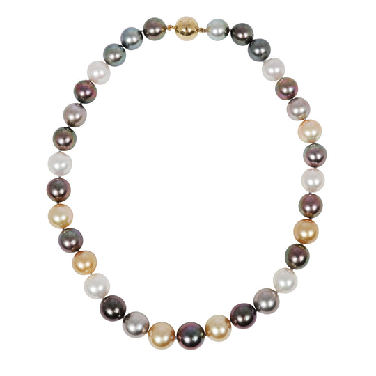 Graduated Large Multi Color Pearl Necklace