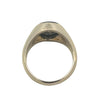 Underside view of ring highlighting open gallery and setting