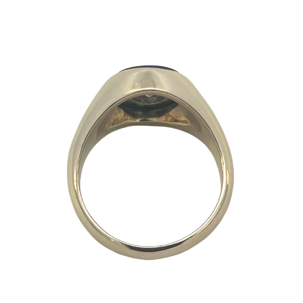 Underside view of ring highlighting open gallery and setting