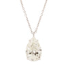 Solitaire pear diamond drop necklace featuring a 6.05 carat diamond in a platinum setting. 