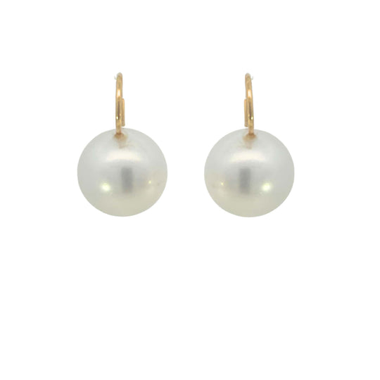 18K Yellow Gold South Sea Pearl Drop Earrings 15.2 mm