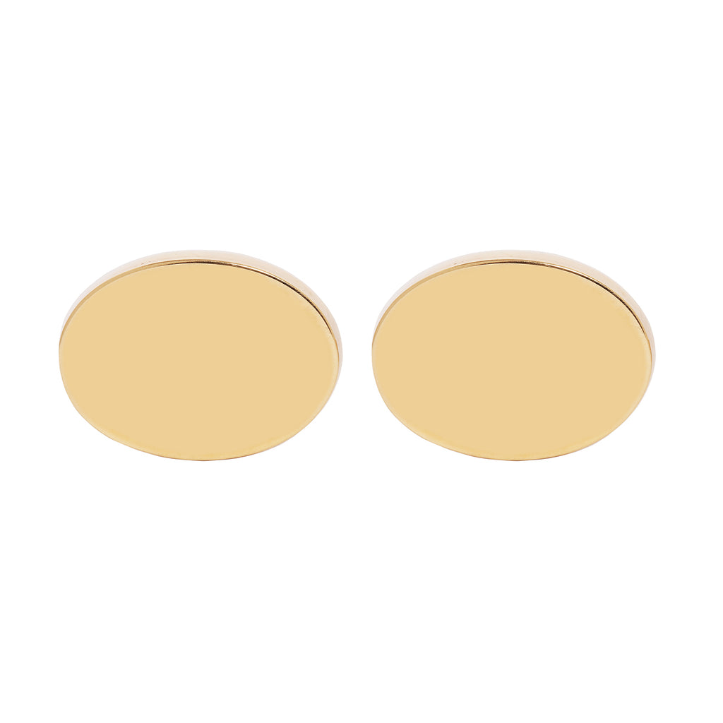 Tiffany & Co. 14K gold oval cufflinks with a high-polish finish and stamped back. Classic and elegant design.