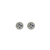Front view of Tiffany & Co. Cobblestone 9.0 mm stud earrings with bezel-set Montana sapphires and bead-set diamonds