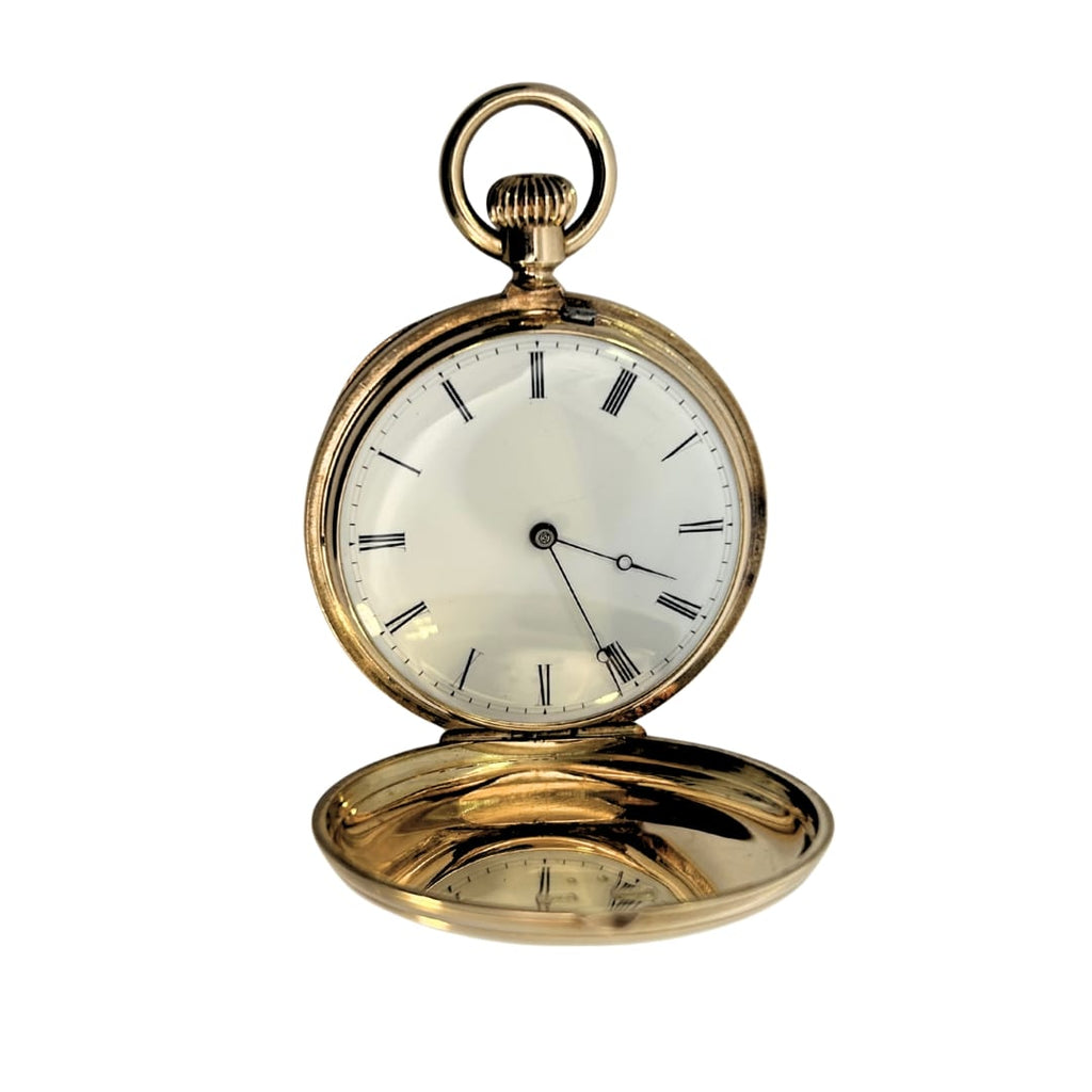 antique pocket watch white roman numeral dial open case