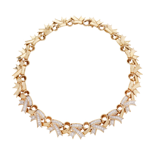 TIFFANY & CO. 'Ribbons' Diamond Necklace – 18K Gold & Platinum