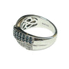 Side view of alexandrite and diamond crossover ring in white gold