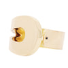 Estate Cartier 18k yellow gold hinged bangle with sculptural loop design, 40mm width. Angle view