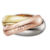 Front view of Cartier Trinity wide band ring. Pre-owned tri colored gold.