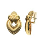 Pair of Henry Dunay 18k yellow gold doorknocker earrings with textured Sabi finish, inspired by Japanese wabi-sabi aesthetics.