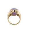Under-gallery view of the ring revealing polished gold structure beneath the cabochon.