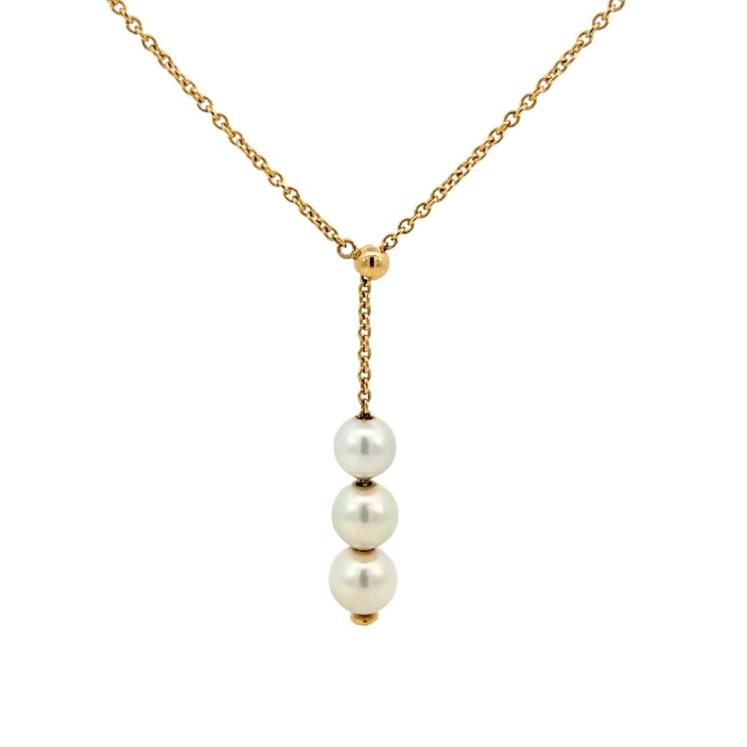 Mikimoto Pearl Y Necklace | 18k Yellow Gold Adjustable Chain