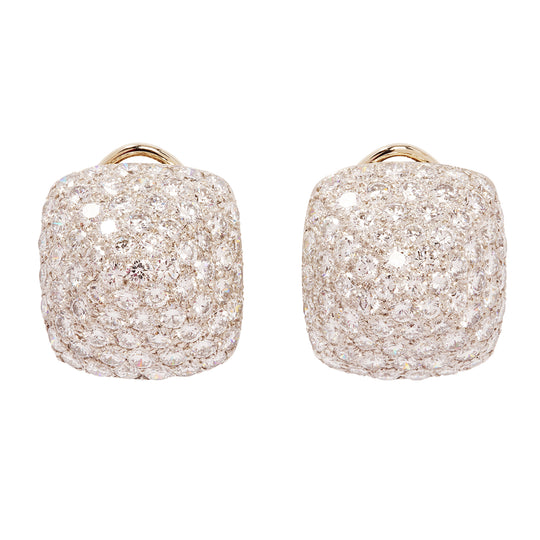 OSCAR HEYMAN Diamond Pavé Sugarloaf Dome Clip Earrings | 9.90tcw in 18k Gold