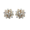 Oscar Heyman 18k yellow gold diamond flower earrings and brooch set, featuring round brilliant cut diamonds totaling approx. 10.00 carats.