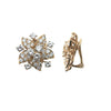 Oscar Heyman 18k yellow gold diamond flower earrings and brooch set, featuring round brilliant cut diamonds totaling approx. 10.00 carats.