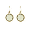 18k yellow gold Roberto Coin earrings featuring round green amethyst drops on wire hooks.