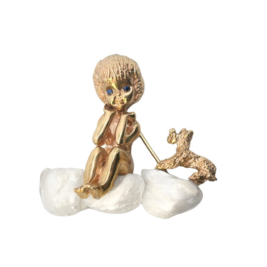 WILLIAM RUSER “Wednesday’s Child” Gold and Baroque Pearl Brooch