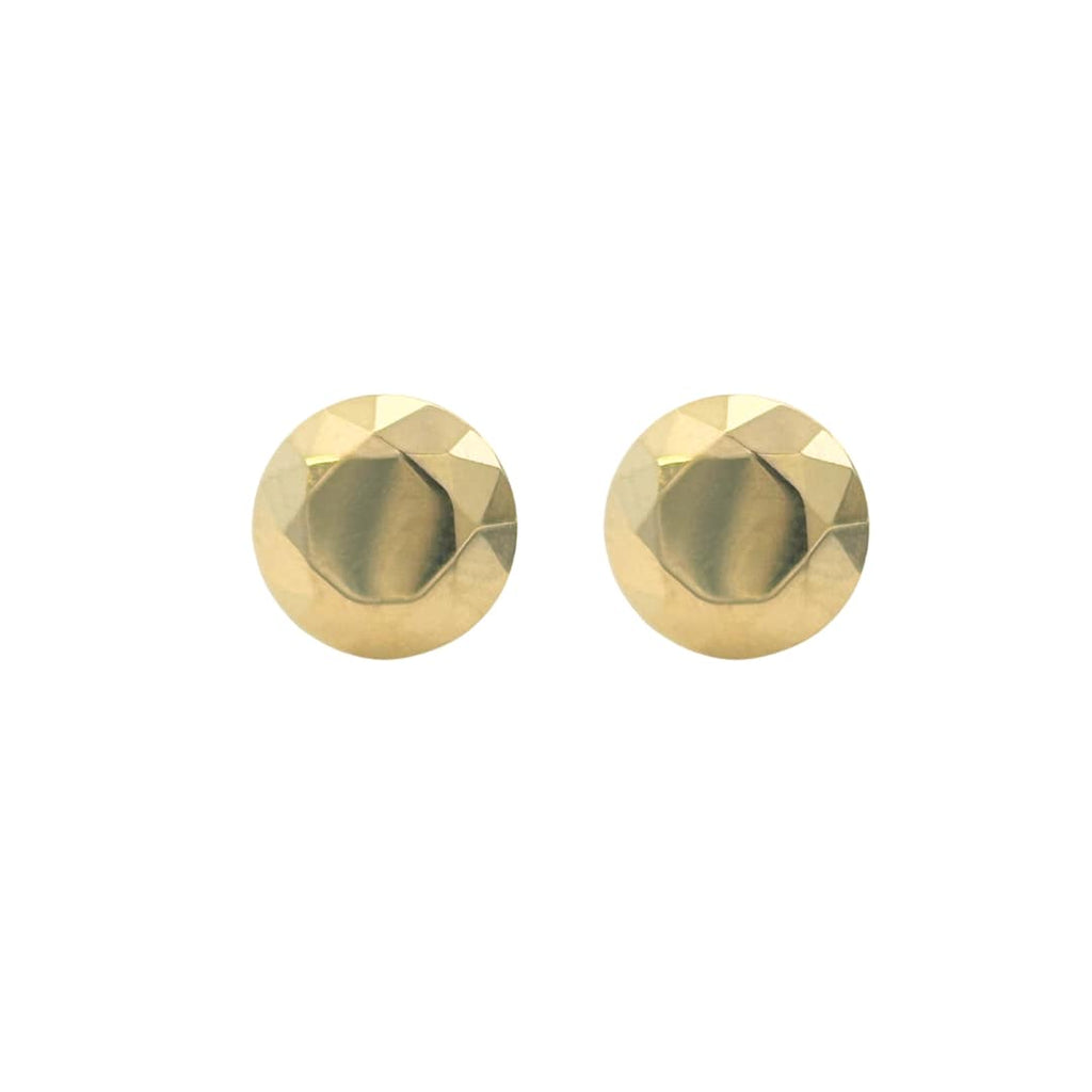 Pair of Tiffany & Co. Elsa Peretti Two Carat stud earrings in 18k yellow gold, designed as faceted round brilliant cut diamond motifs.