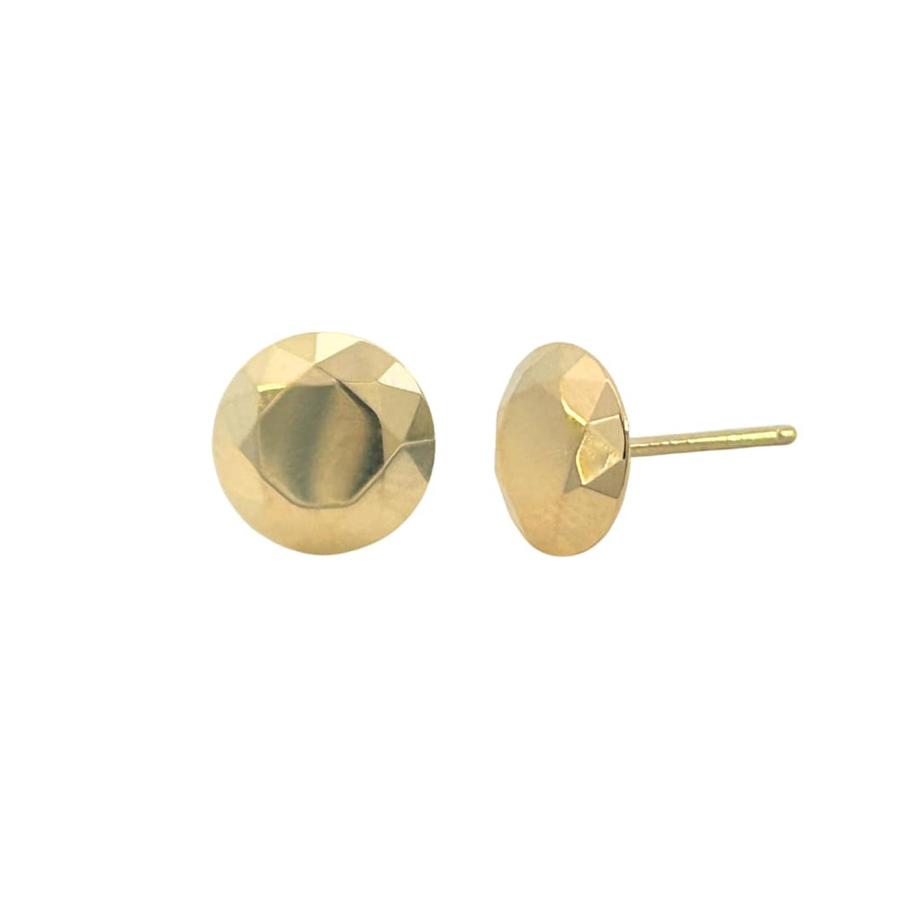 Pair of Tiffany & Co. Elsa Peretti Two Carat stud earrings in 18k yellow gold, designed as faceted round brilliant cut diamond motifs.