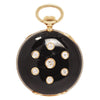 Case back with seven bezel‑set diamonds in black enamel.