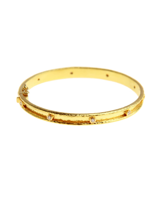 Narrow and Flat Diamond Bangle Bracelet