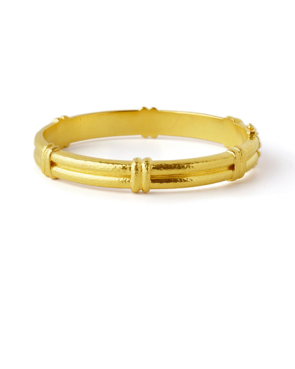 Banded Hammered Gold Bangle Bracelet Elizabeth Locke Collection