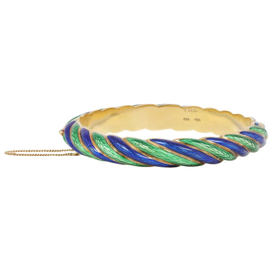 CARTIER Fluted Blue and Green Enamel Bracelet