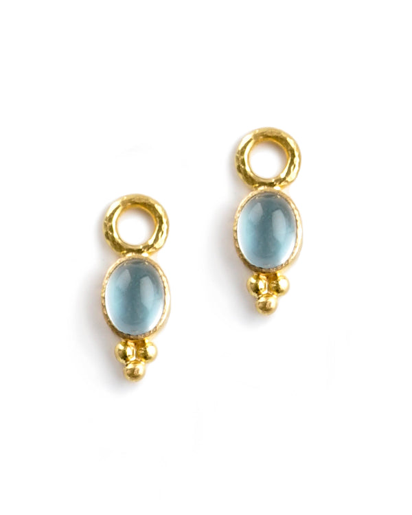 Oval Aquamarine Cabochon Earring Pendant Elizabeth Locke Collection