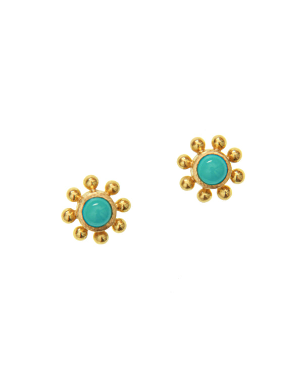 Sleeping Beauty Turquoise and Granulation Stud Earring Elizabeth Locke Collection