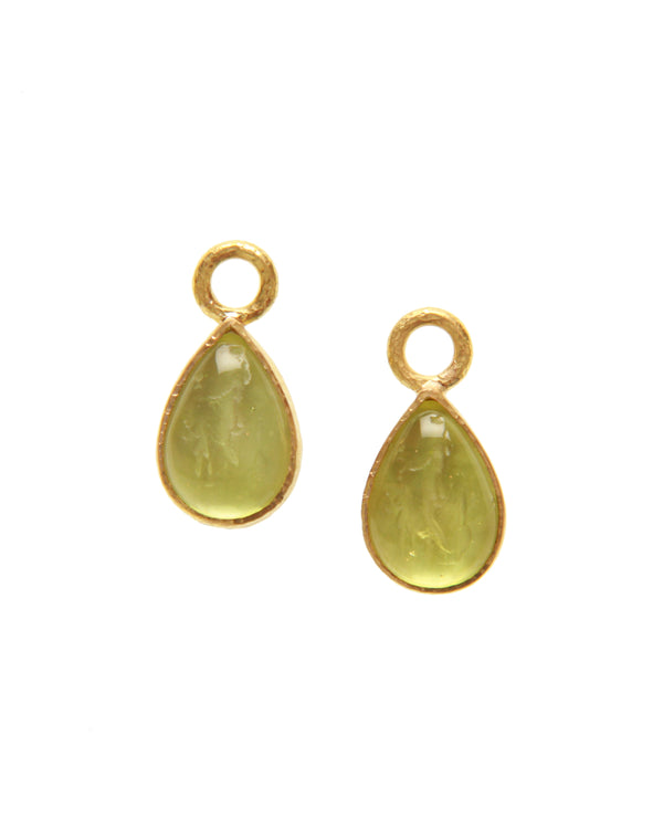Lime Venetian Glass Small Pear Shape Earring Pendants Elizabeth Locke Collection