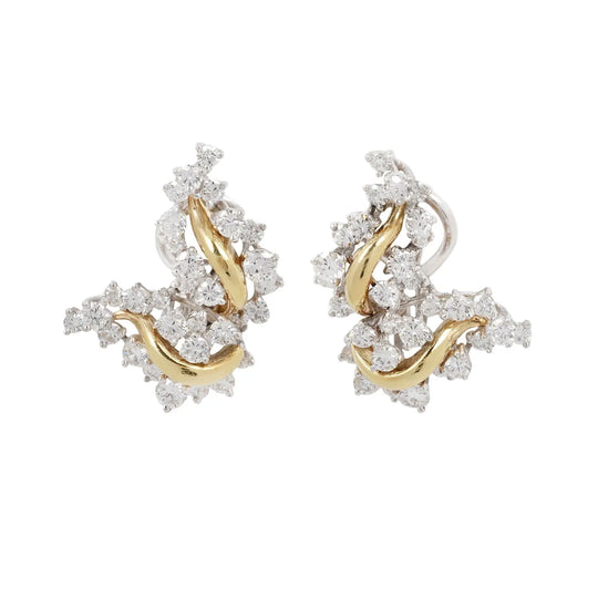 OSCAR HEYMAN Mid-century Diamond Leaf Earrings