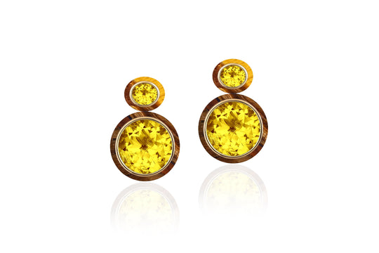 Melange Oval Citrine and Tiger Eye Earrings