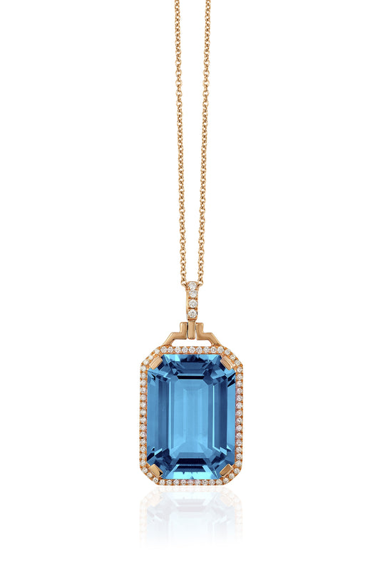 Gossip Emerald-cut London Blue Topaz Pendant