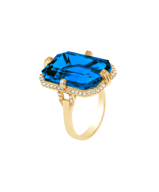Gossip Emerald-cut London Blue Topaz Ring