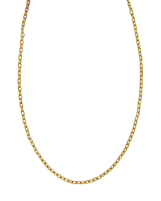 Handmade Gold Small Oval Hammered Link Necklace